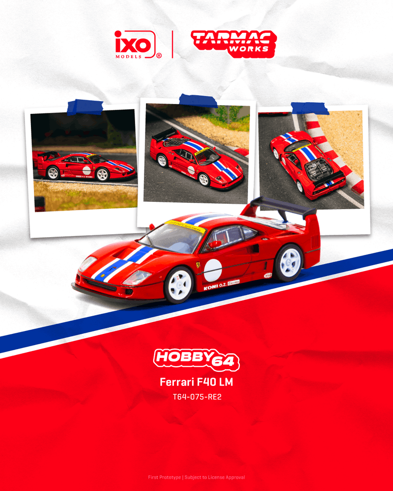 (Pre-order) Ferrari F40 LM Le Mans Red Tarmac Works 1/64 T64-075-RE2