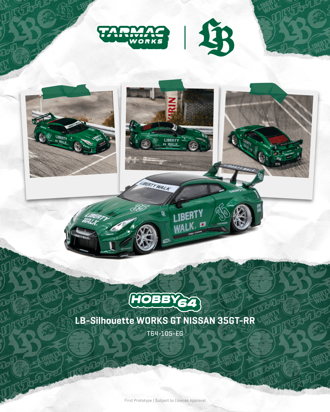 (PRE-ORDER) Nissan LB-Silhouette Works GT 35GT-RR Emerald Green Tarmac Works 1/64 T64-105-EG