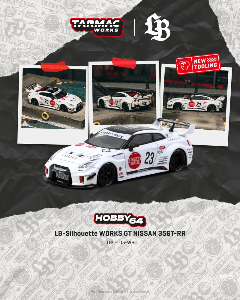 (Pre-order) Nissan Skyline GT-R R35 LB-Silhouette WORKS GT NISSAN 35GT-RR  White Tarmac Works T64-105-WH