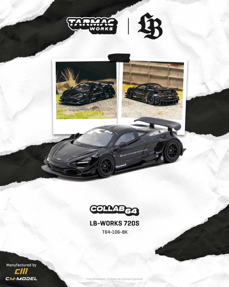 (Pre-order) Mclaren 720S LB-Works Black Tarmac Works 1/64 T64-106-BK