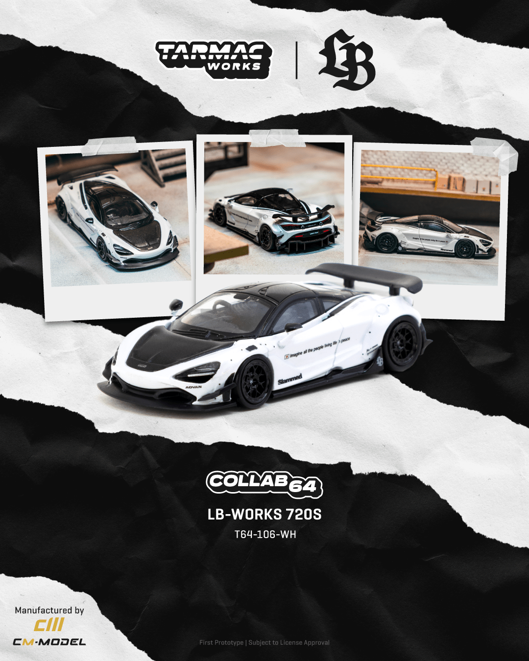 Pre-order) Mclaren 720S LB-Works White Tarmac Works 1/64 – Hanz Driven