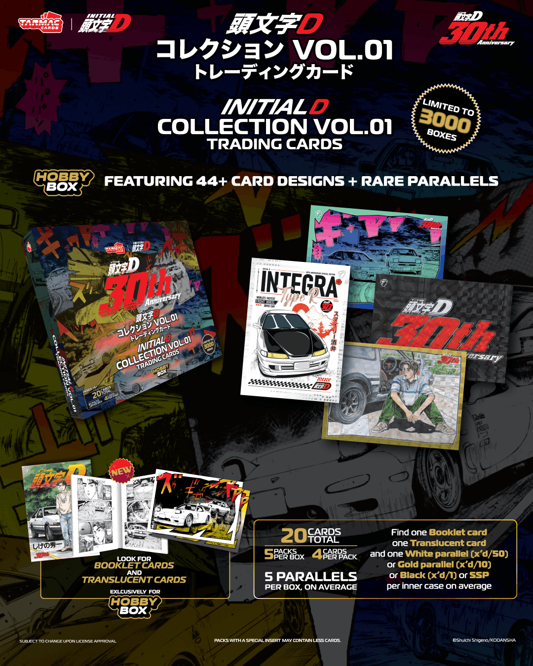 Tarmac Cards Initial D Collection Vol.01 30th Anniversary - Hobby BOX with 5 packs TC-IDC-H01