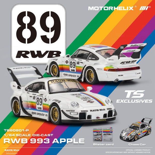 (PRE-ORDER) Porsche RWB 993 Apple North America Exclusive Blister Pack Motorhelix 1/64 TS60801-P