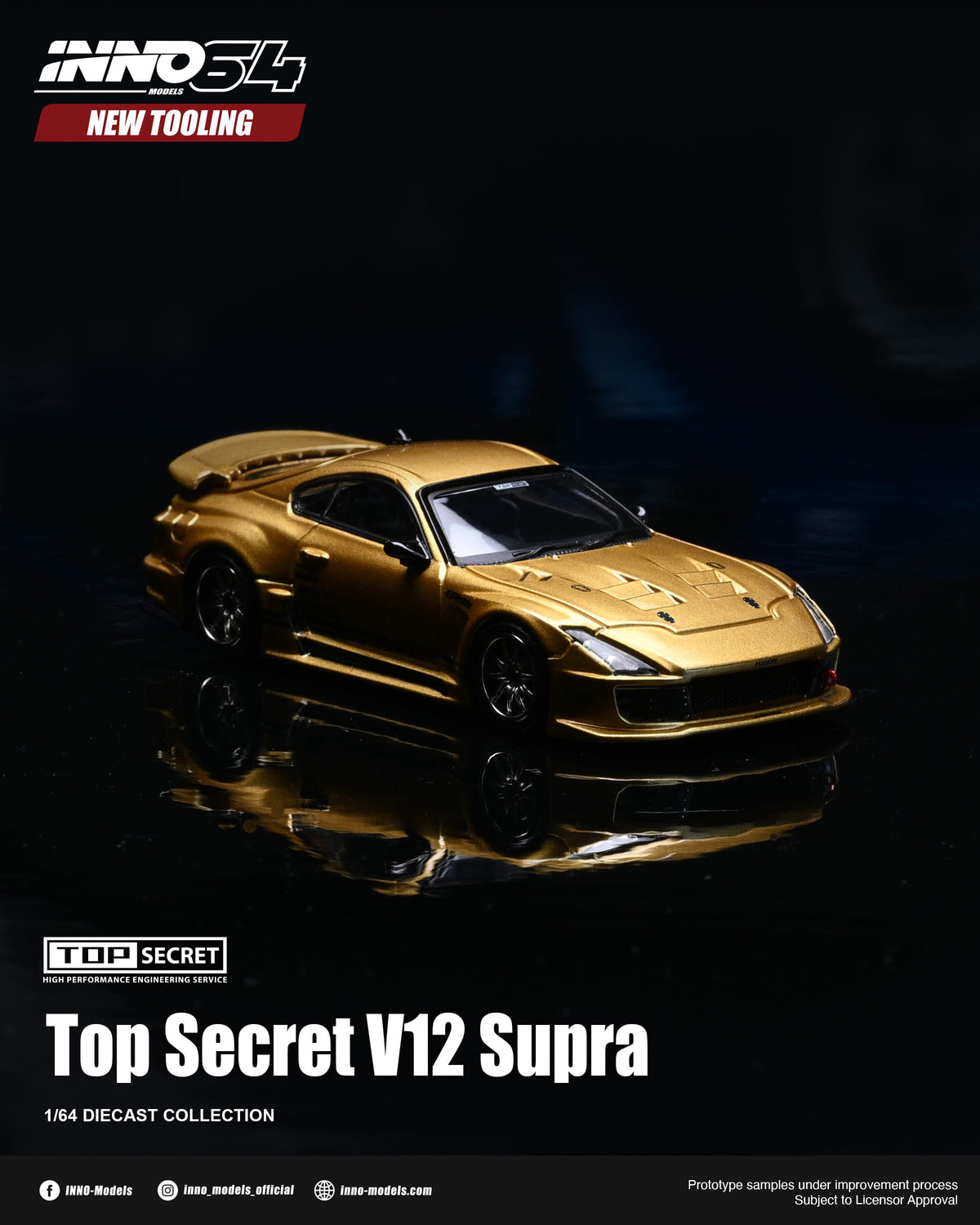Toyota Supra V12 Top Secret Gold Inno64 1/64 scale