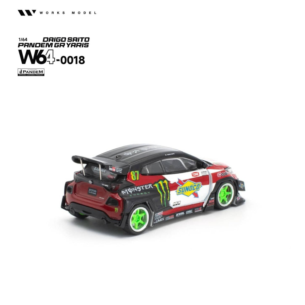 (PRE-ORDER) Toyota Pandem GR Yaris Daigo Saito Works Model 1/64 W640018