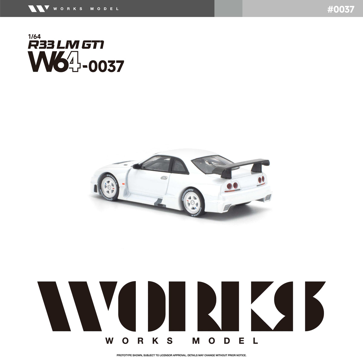 (PRE-ORDER) Nissan Skyline R33 LM 1995 GT1 White Works Model 1/64 W640037