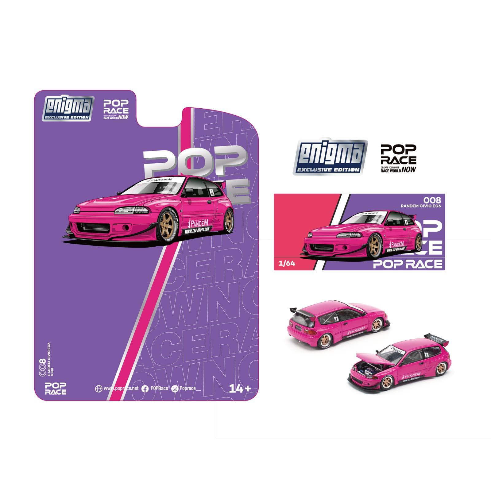 Pandem Honda Civic EG6 Pink Pop Race Enigma Collab Special Edition