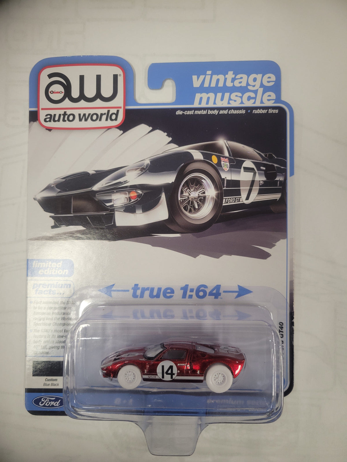 1965 Ford GT 40 #7 Blue Solid Pack 2025 Release 3 Version B | Auto World 1:64 AWSP208-24B Chase