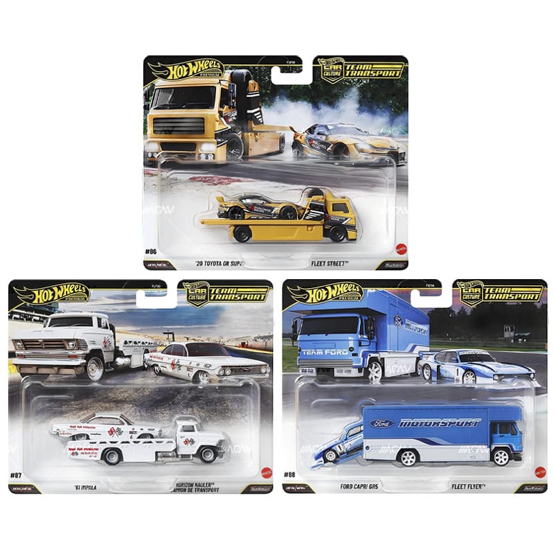 Hot Wheels Team Transport 2025 J Case 3x Car set FLF56-957J 3xcar