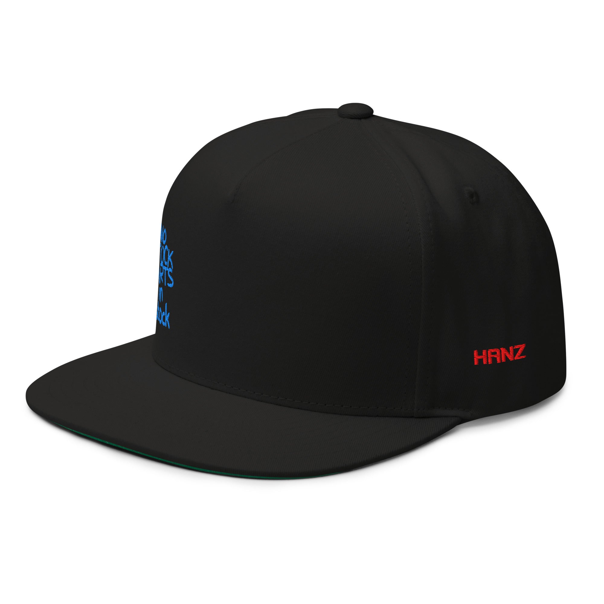 No Stock Parts in Stock Flat Bill Blue on Black – Hanz Driven