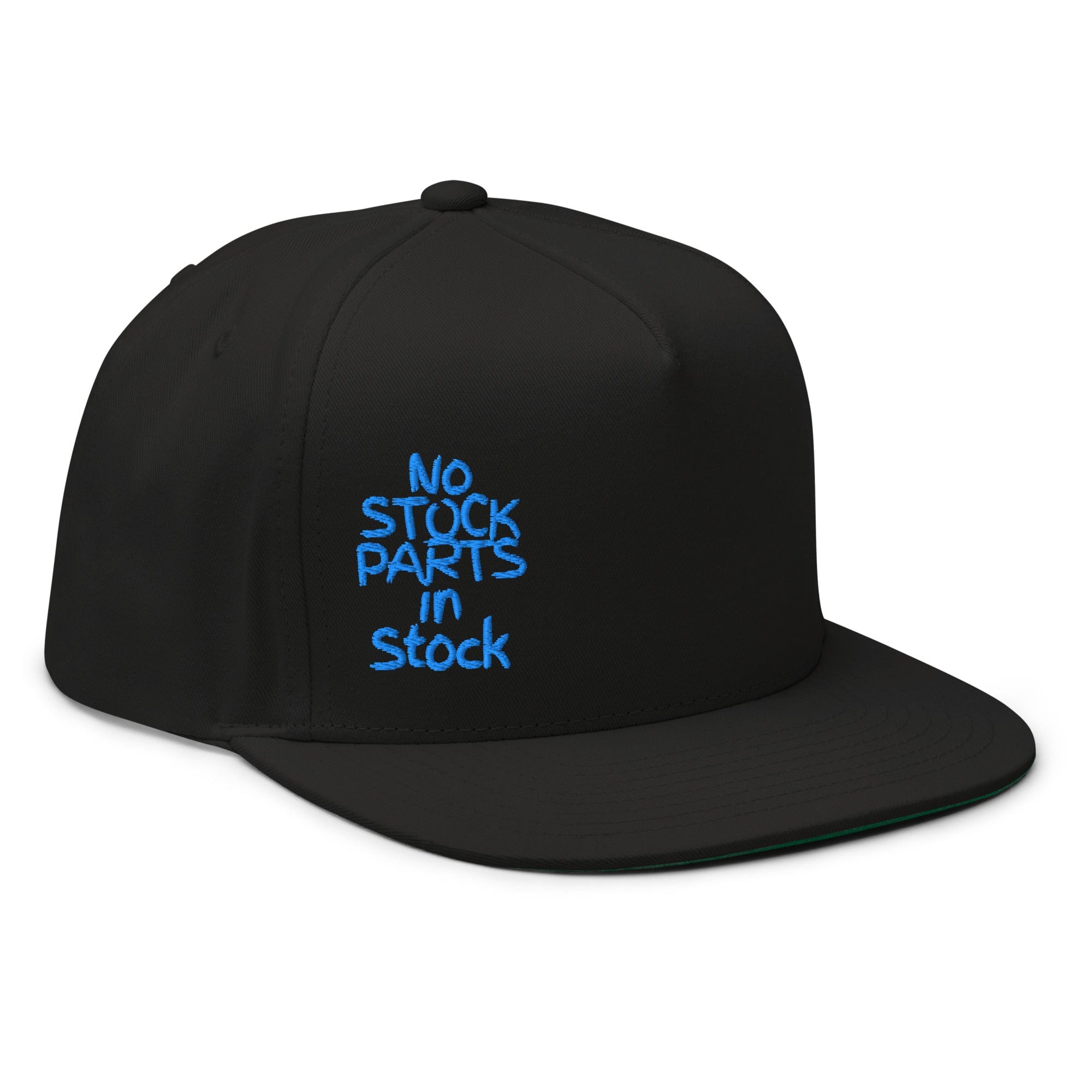 No Stock Parts in Stock Flat Bill Blue on Black – Hanz Driven