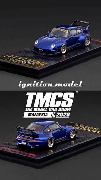 Porsche 911 993 RWB Blue Metallic Ignition Model TMCS Limited