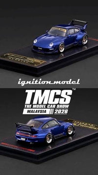 Porsche 911 993 RWB Blue Metallic Ignition Model TMCS Limited Edition Numbered 1/64 scale