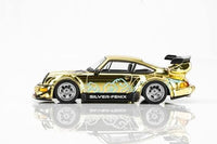 Porsche 911 964 RWB Silver Fenix Gold Chrome with 1/64 magnetic air-cooled engine Motorhelix TMCS 2026 Limited Edition