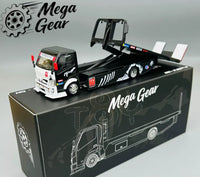Custom Flatbed Tow Truck Skeleton Dinosaur (Black & White) - 1/64 Mega Gear