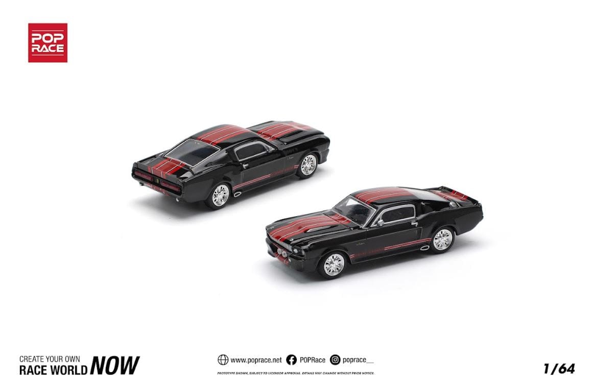 Ford Shelby Mustang GT500 Dark Chrome Red Stripes 1/64 scale Pop
