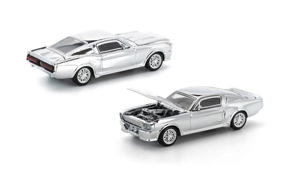 Ford Mustang Shelby GT500 Silver Chrome Pop Race 1/64 scale