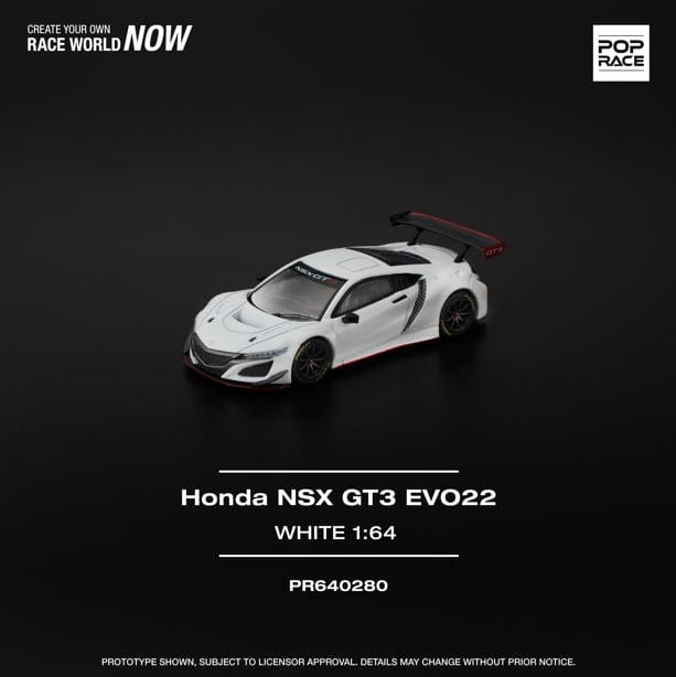 Pre-order) Honda NSX GT3 EVO22 White Pop Race 1/64 scale – Hanz Driven