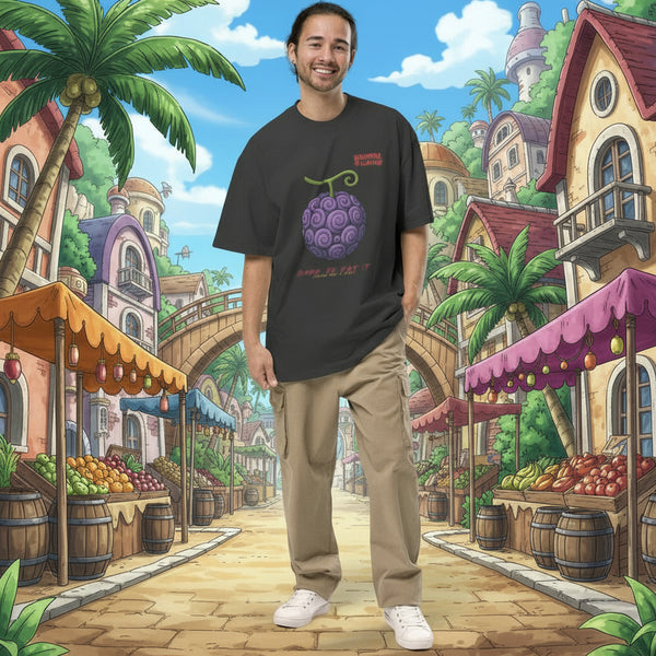 Demon Fruit One Piece Oversized faded t-shirt Black