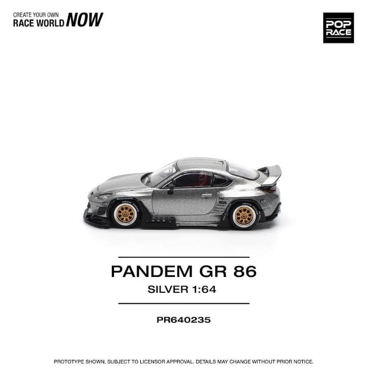 Toyota Pandem GR86 Silver Pop Race 1/64 scale – Hanz Driven