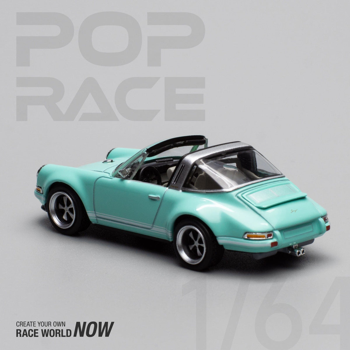 Porsche Singer Targa Tiffany Blue 1/64 scale Pop Race