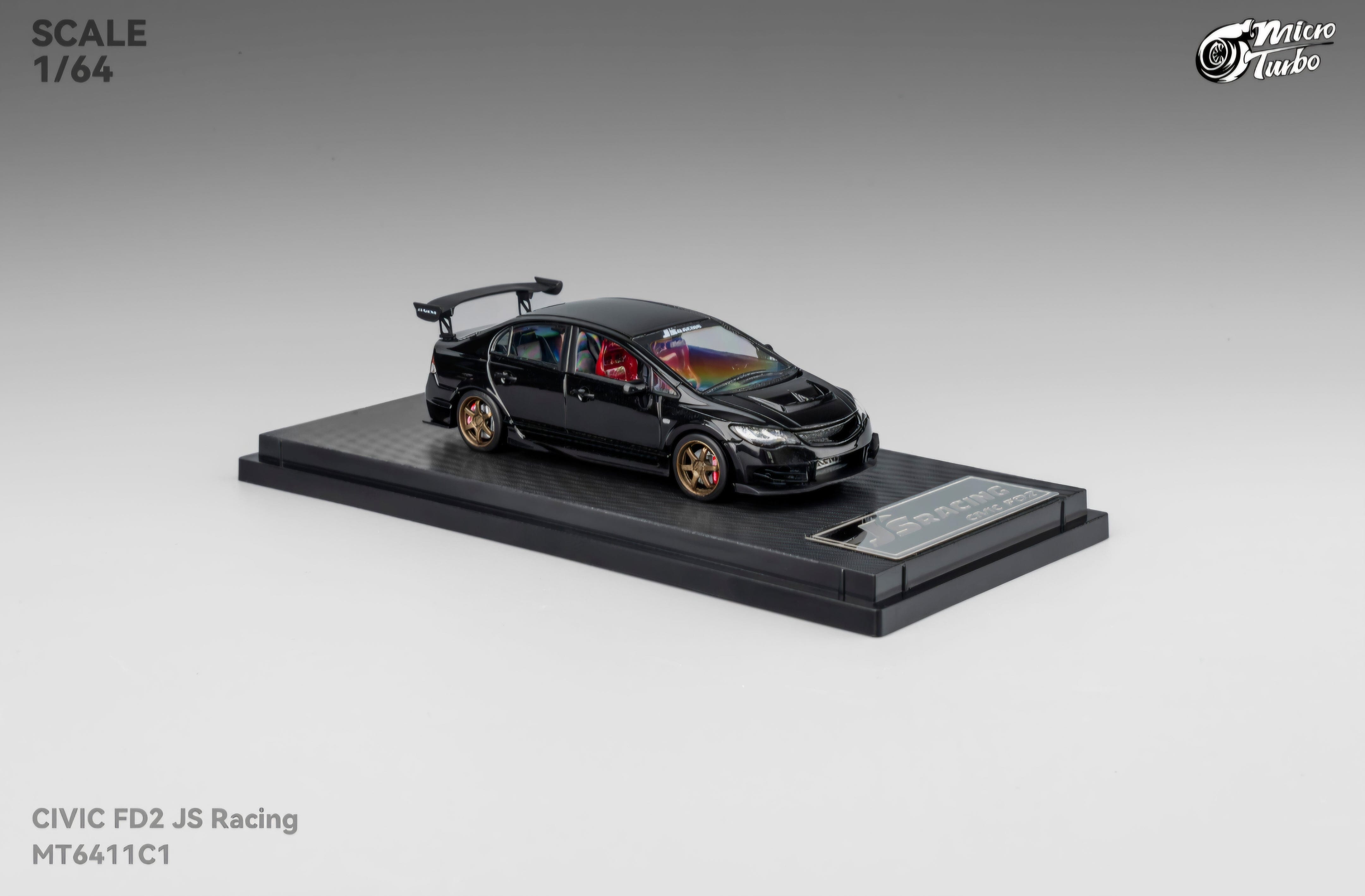 Honda Civic FD2 JS Racing Metallic Black Micro Turbo 1/64 scale