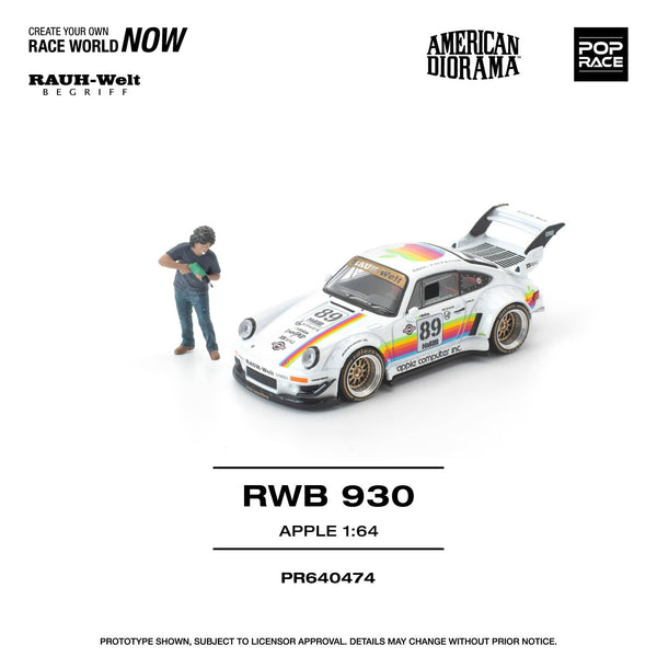 Porsche RWB 930 Apple with Nakai San Minifigure Pop Race 1/64 scale