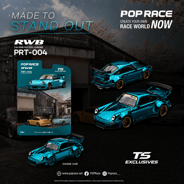 Pre-order) Porsche 911 RWB Teal Chrome Pop Race North America
