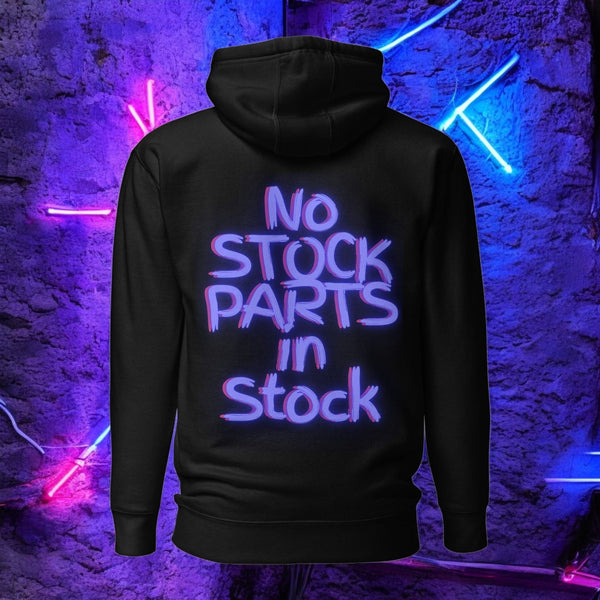 No Stock Parts in Stock Blue on Hoodie