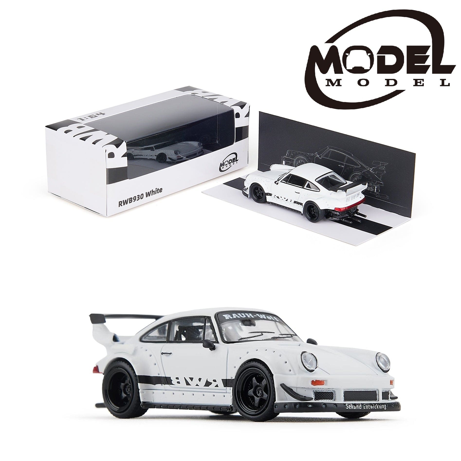 1/64 RWB 930 ワイドボディ【フルオープン仕様】 OPO FG 1:64 RWB 930 Fully Open Diecast - Black @360K ETA Q1 2026