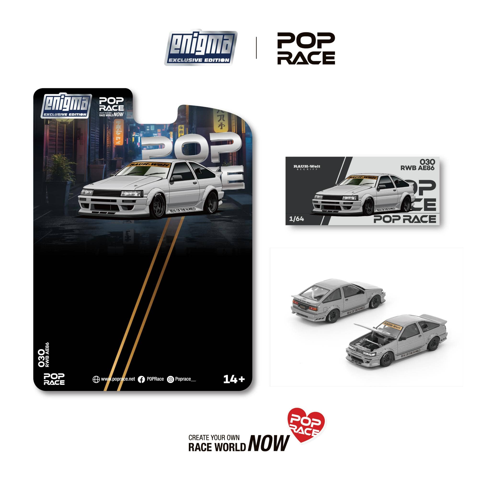 PRE-ORDER) Toyota Corolla AE86 RWB Grey Pop Race – Hanz Driven