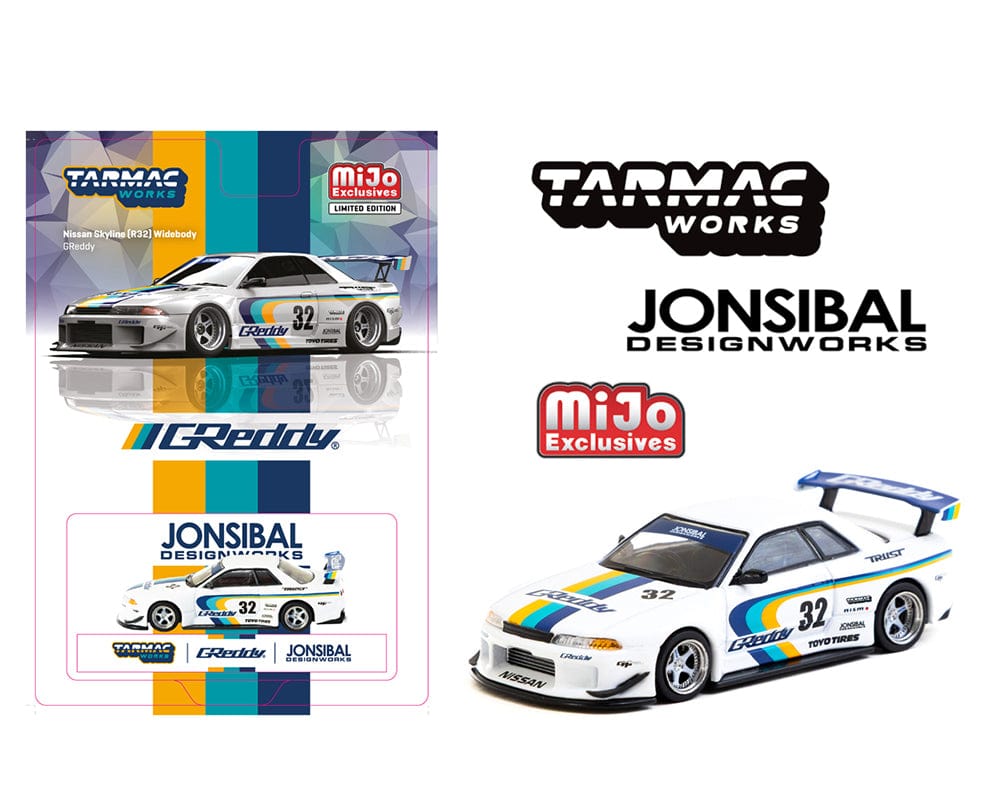 Nissan Skyline GT-R R32 Widebody Jonsibal Designworks & Greddy Special Limited Edition White Tarmac Works 1/64