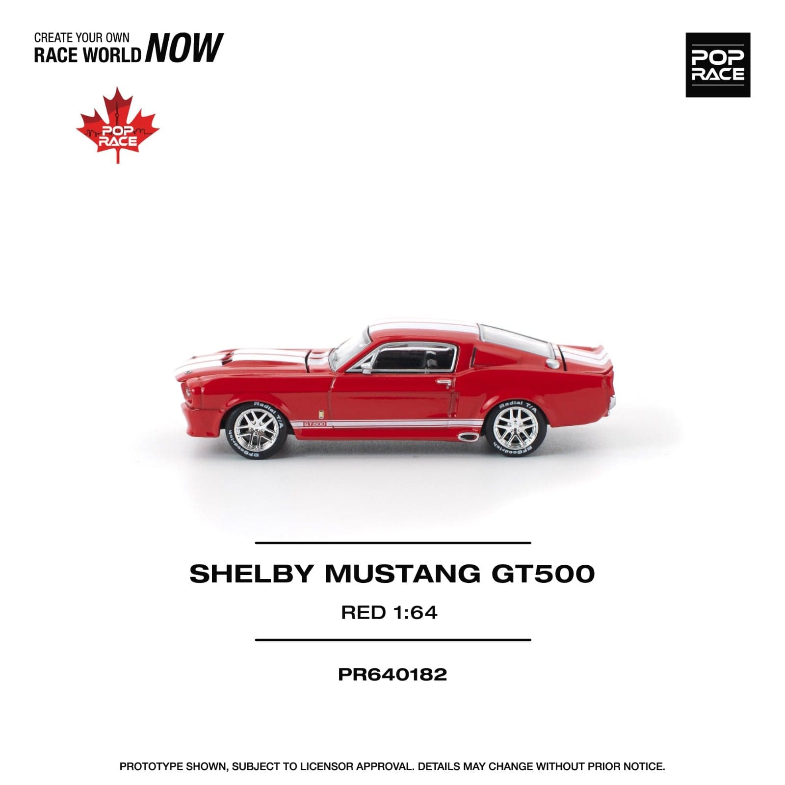 POP RACE 1/64 Shelby Mustang GT500 チェイス Ford Shelby Mustang GT500 Red Canada edition 1/64 scale Pop Race