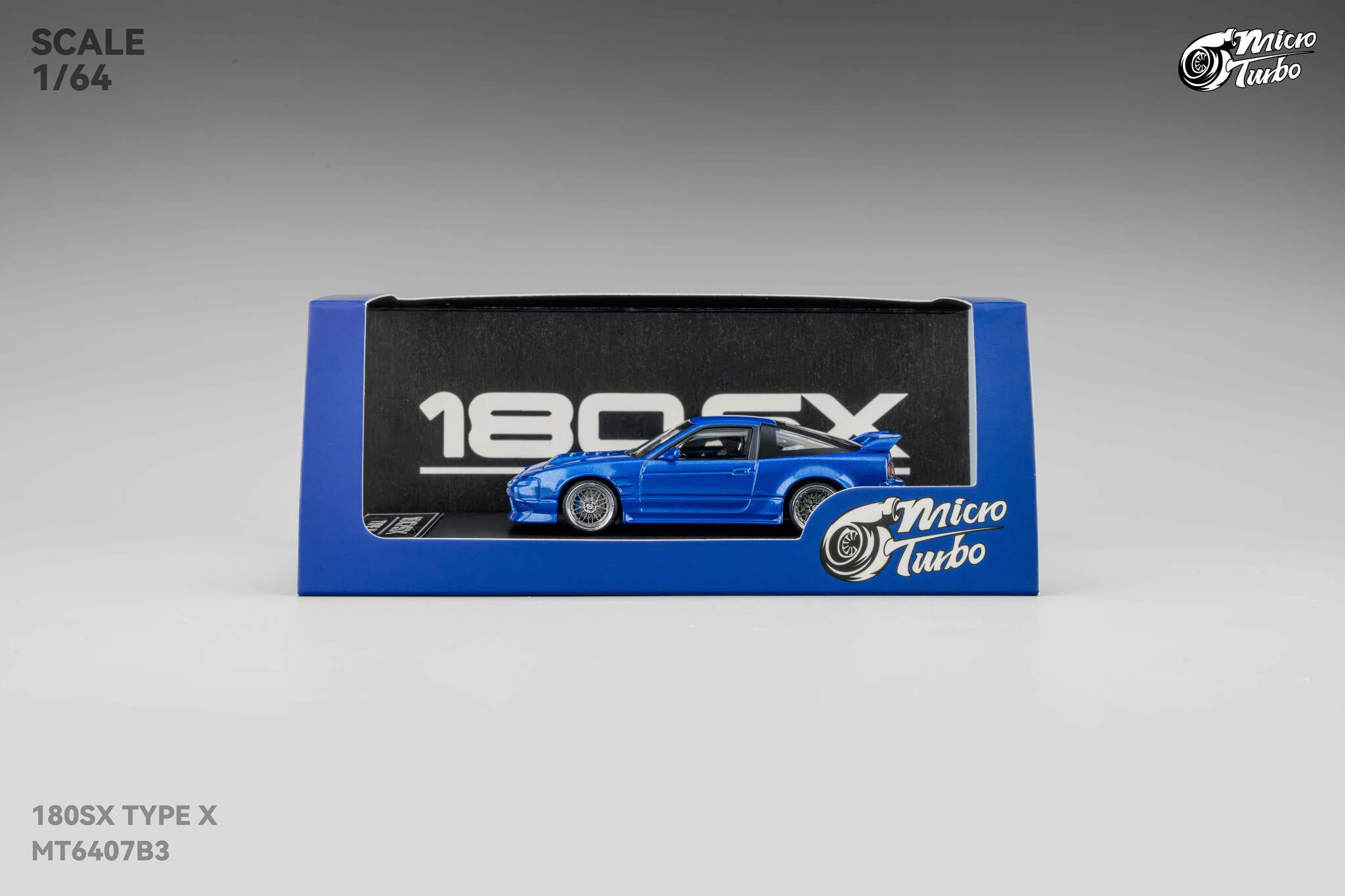 Nissan 180SX Type X Metallic Blue Micro Turbo 1/64 scale – Hanz Driven