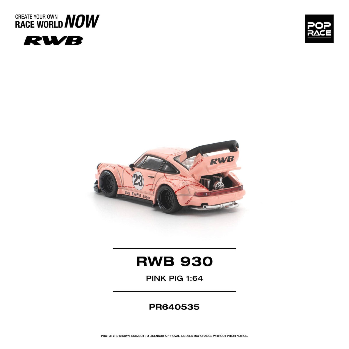 Porsche 911 930 RWB Pink Pig Pop Race 1/64 scale