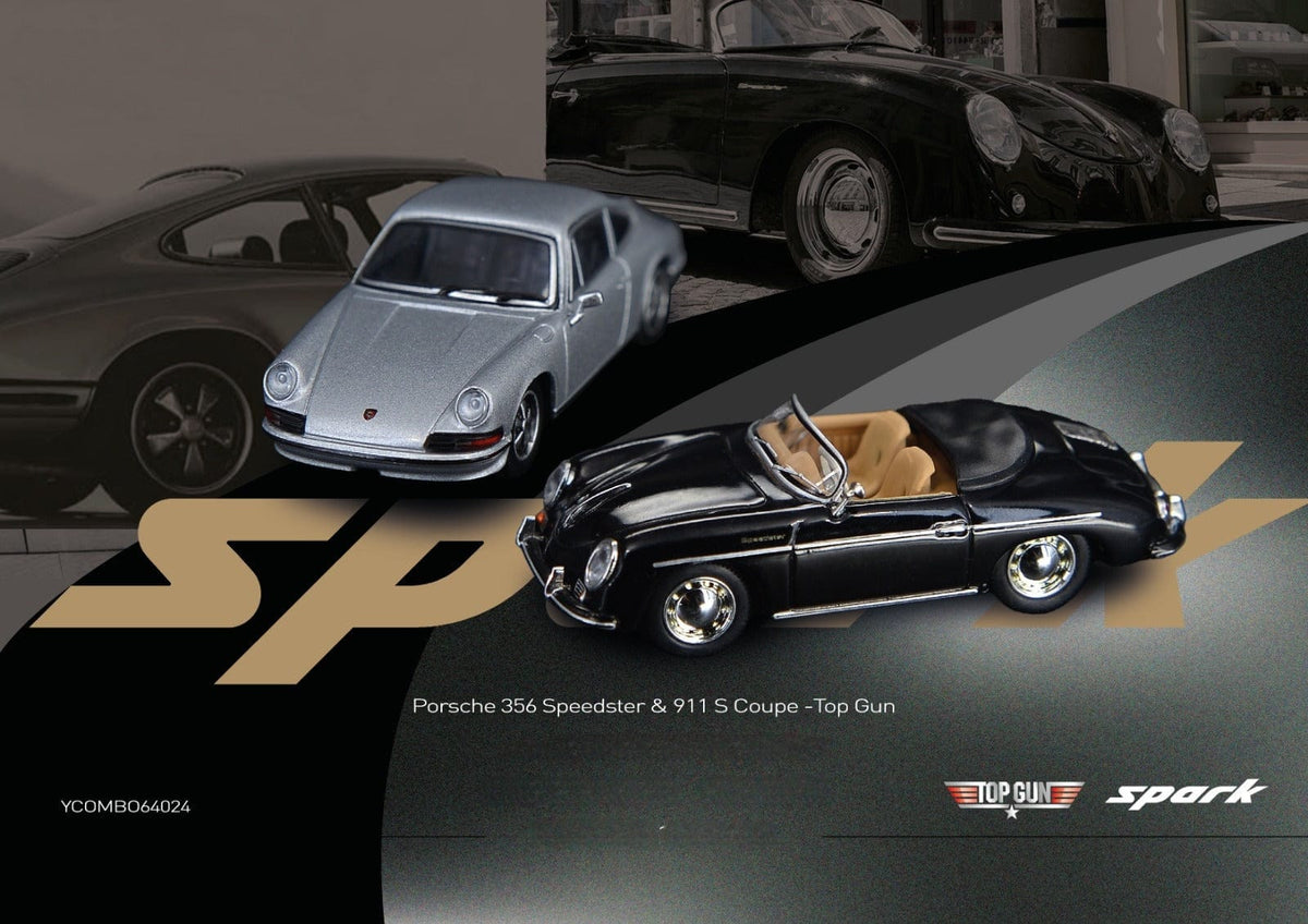 2x car Combo Top Gun set Porsche 356 Speedster & 911 S Coupe Sparky Tiny Exclusive