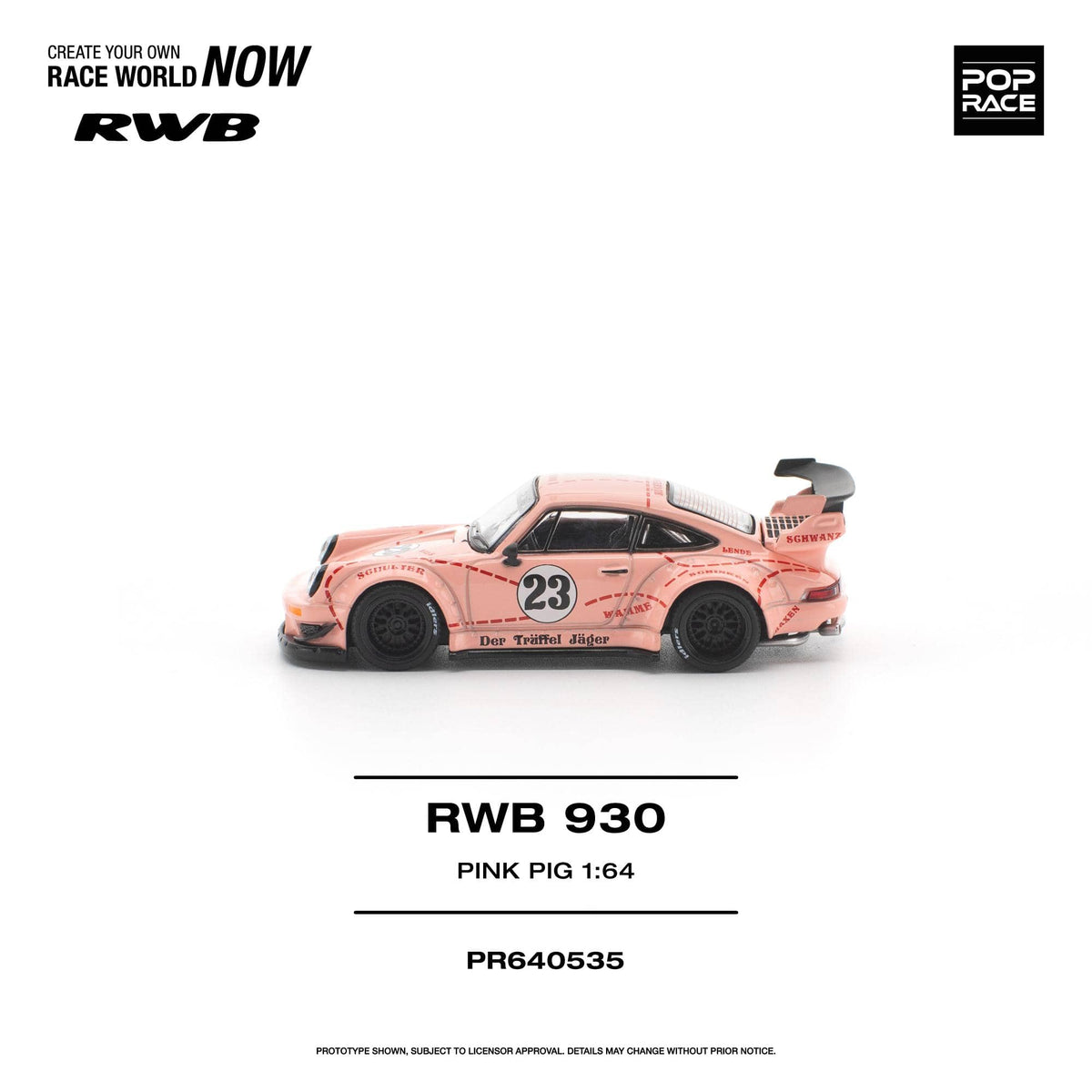 Porsche 911 930 RWB Pink Pig Pop Race 1/64 scale hanz driven