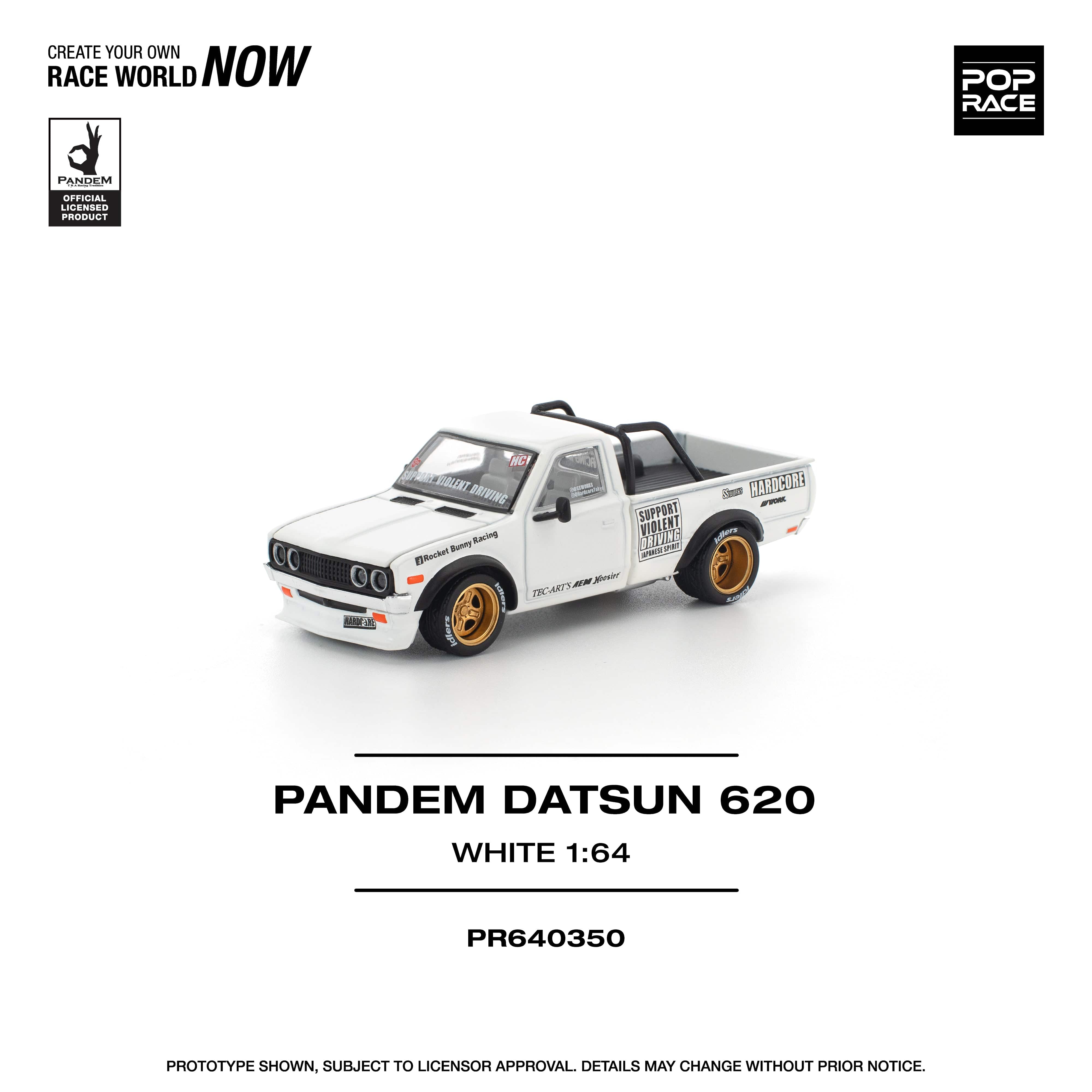 Pick up truck Pandem Datsun 620 White 1/64 scale Pop Race – Hanz