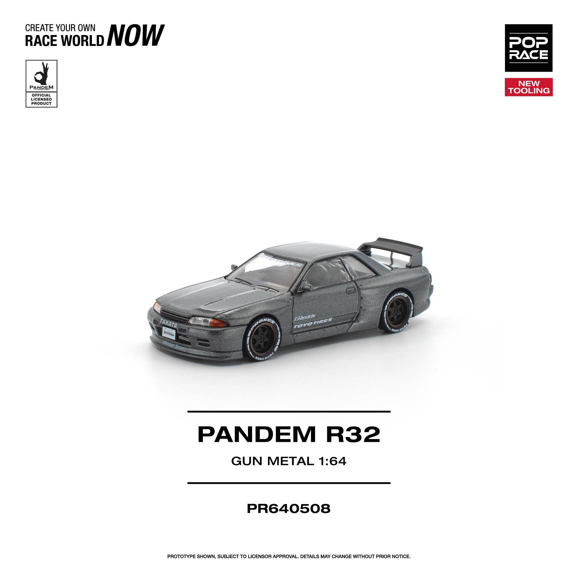 Pre-order) Nissan Skyline R-32 Gun metal Pandem Pop Race 1/64
