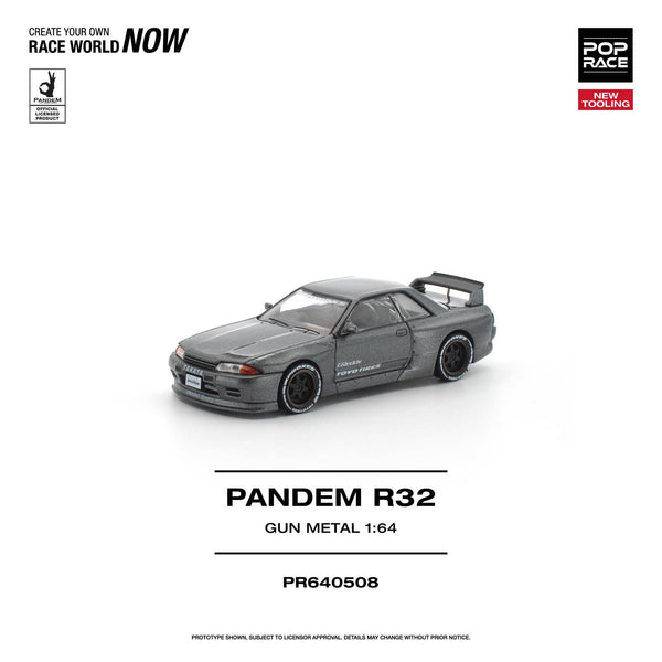 Pre-order) Nissan Skyline R-32 Gun metal Pandem Pop Race 1/64