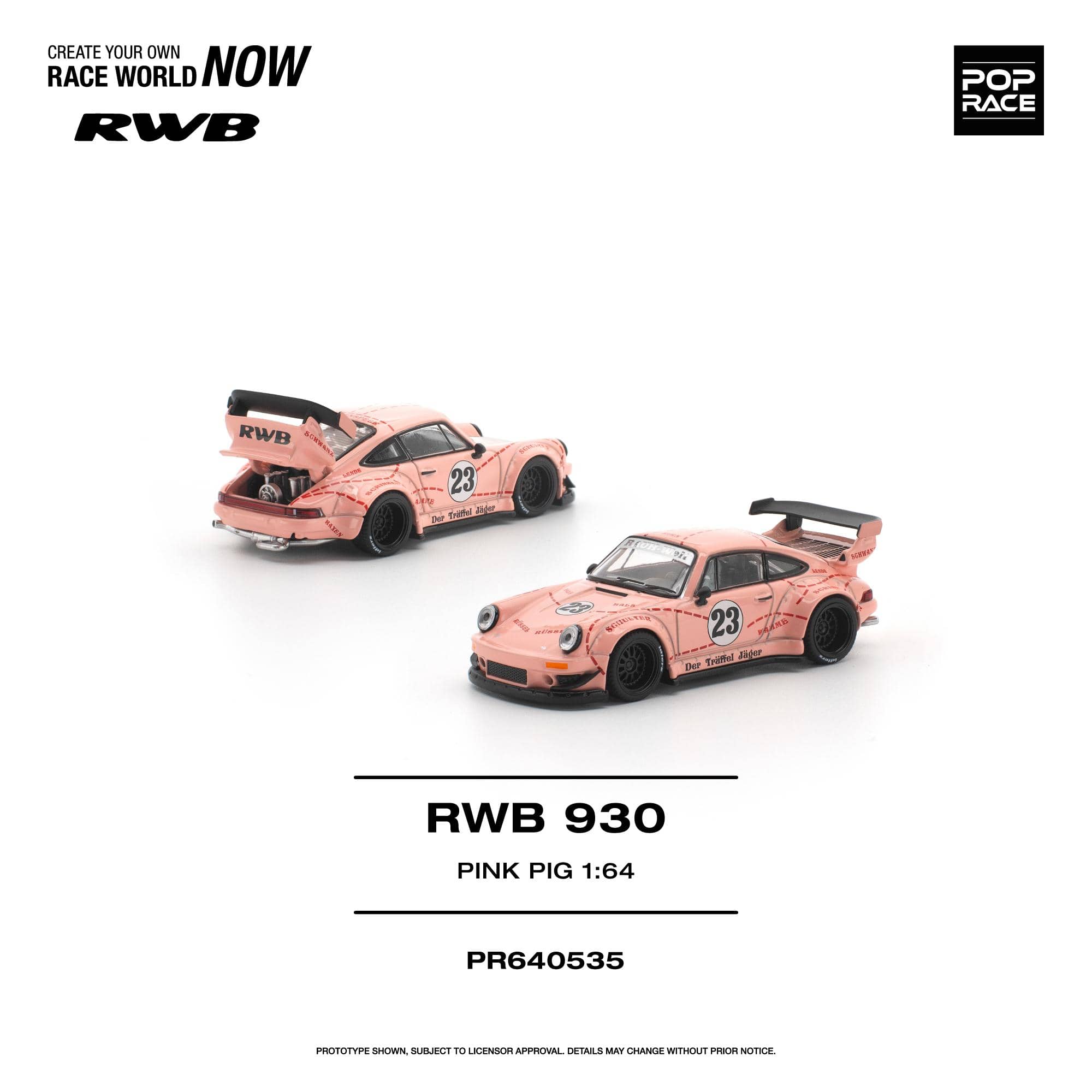 ポルシェ964ピンクピッグRWB 1/64ミニカー PRE-ORDER) Porsche 911 930 RWB Pink Pig Pop Race 1/64 scale – Hanz