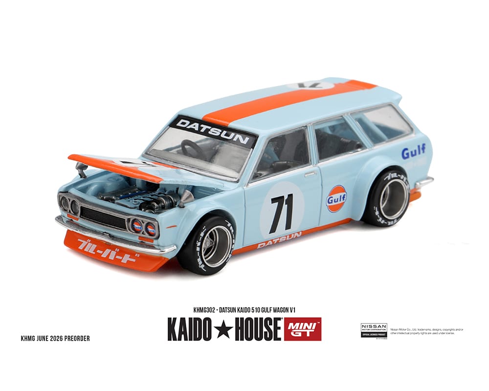 PRE-ORDER) Datsun KAIDO 510 Wagon Gulf V1 Kaido House Mini GT 1:64