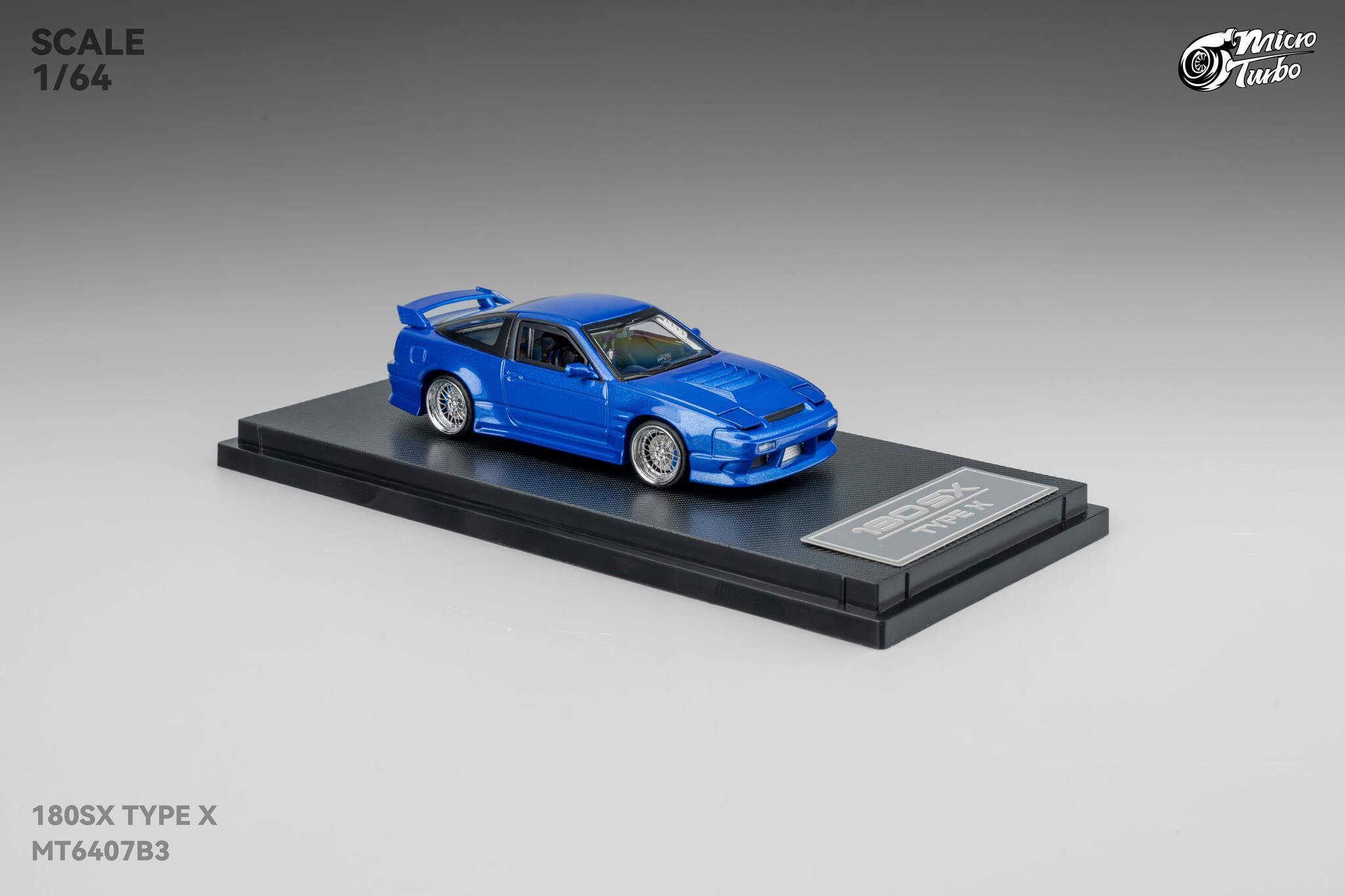 Nissan 180SX Type X Metallic Blue Micro Turbo 1/64 scale – Hanz Driven