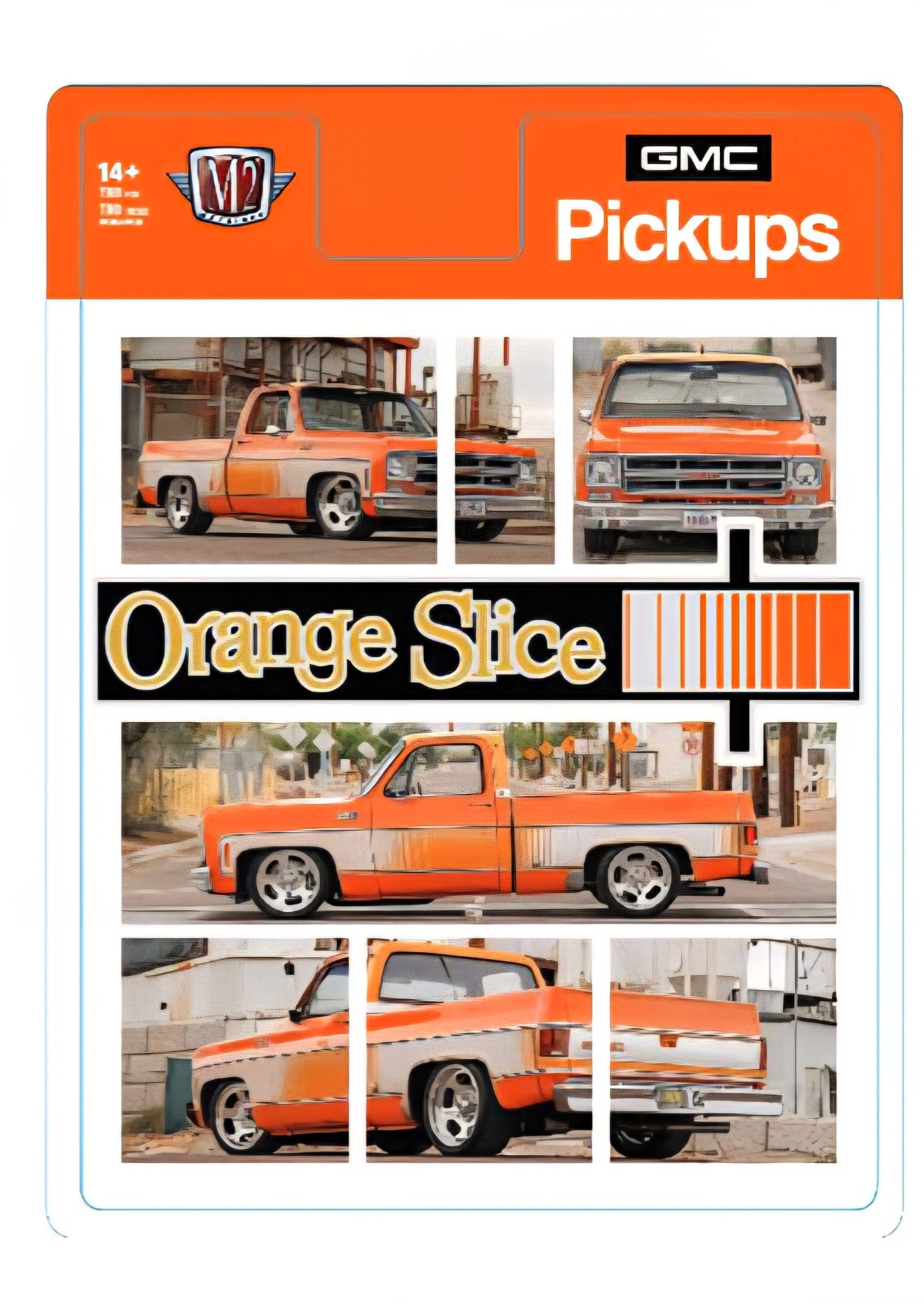 1976 GMC Sierra Grande Orange Slice Pick-up Truck M2 Machines 1/64