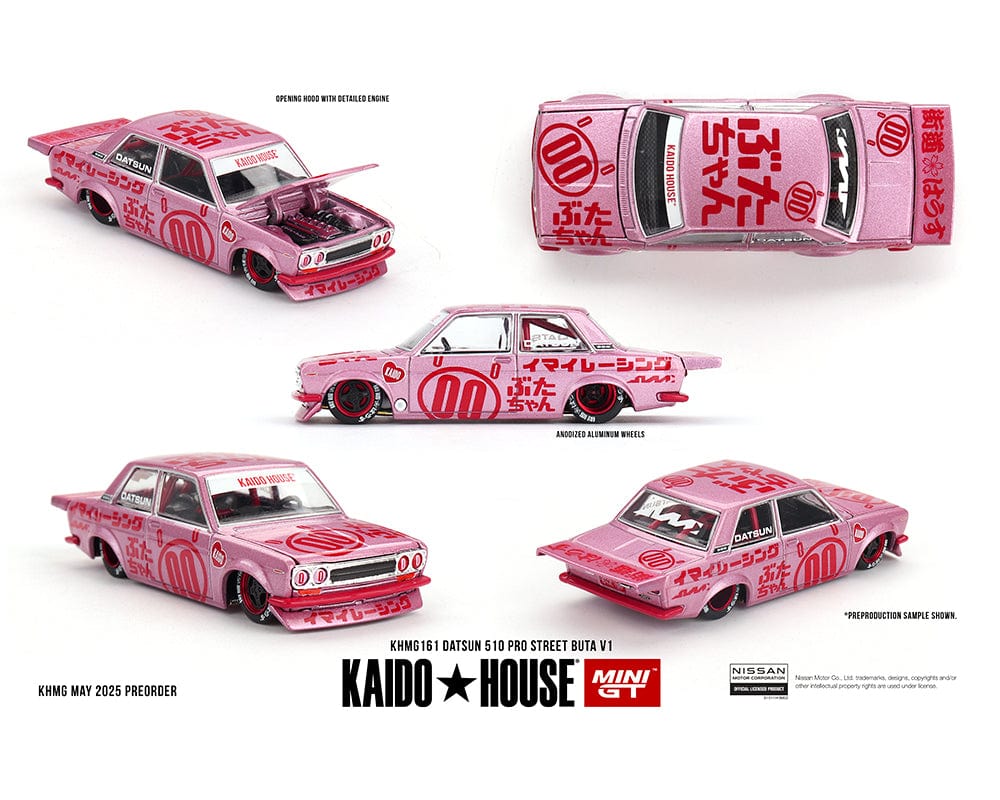 Datsun 510 Pro Street Buta V1 Pink Kaido House Mini GT 1/64 – Hanz
