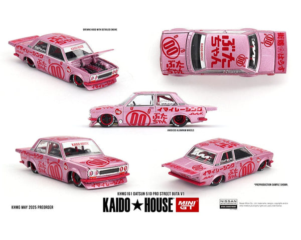 Datsun 510 Pro Street Buta V1 Pink Kaido House Mini GT 1/64 – Hanz