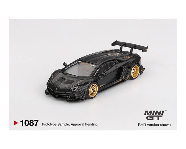 Lamborghini Aventador LB-Works Matte Black Mini GT 1/64 scale