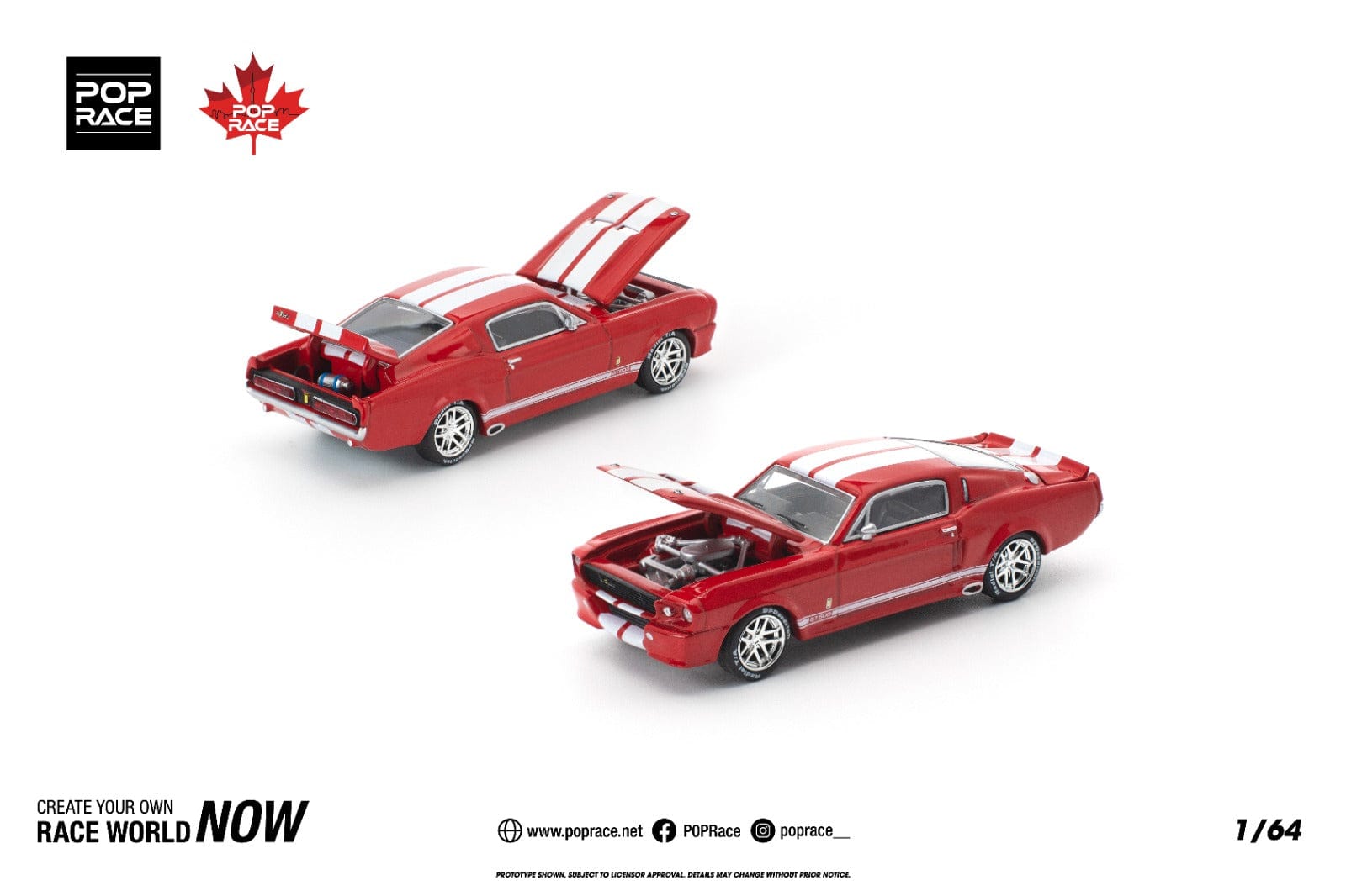 Ford Shelby Mustang GT500 Red Canada edition 1/64 scale Pop Race
