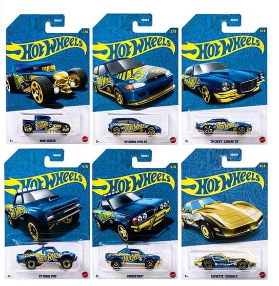 Hot Wheels 58th Anniversary Blue Pearl 24x Car J Case with gold chase