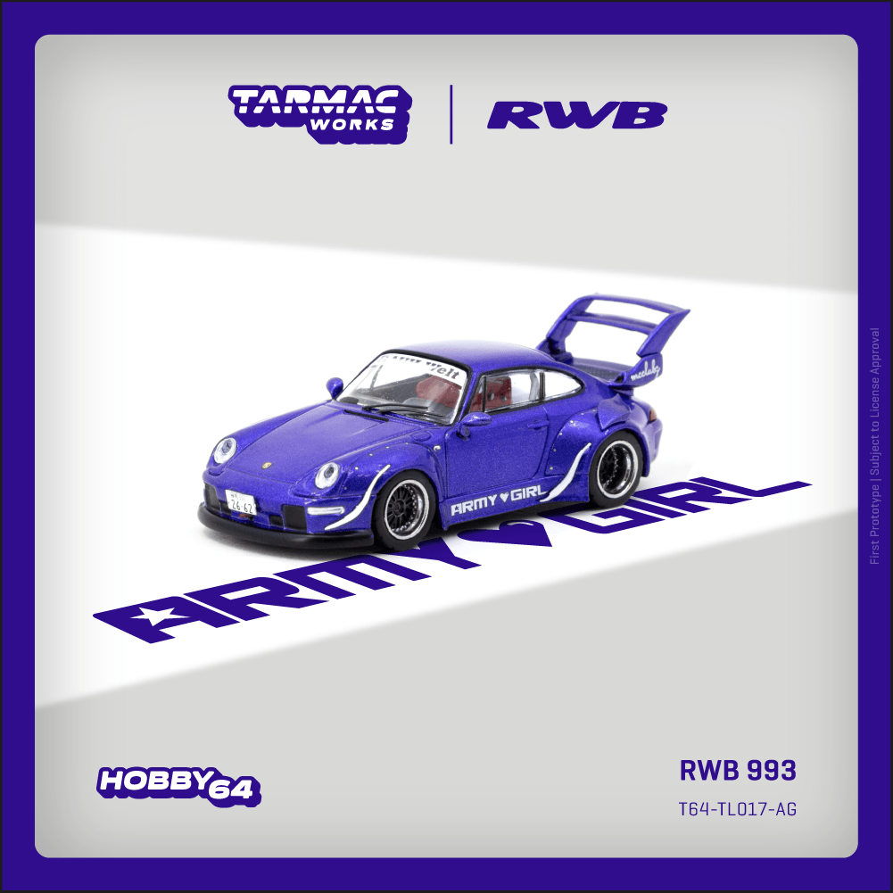 pre-order) Porsche RWB 993 Army Girl Purple Tarmac Works 1/64